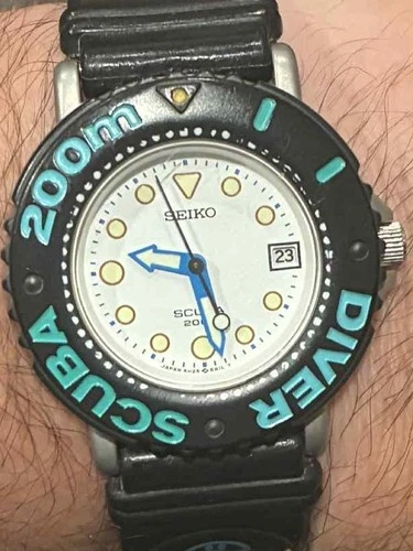 Vintage RARE Seiko Buddy Scuba Diver 5H25-6A1A 200M Men's Watch Quartz 37mm