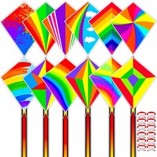 12 Pack Kites for and Beginners, Diamond Kites for Ages 4-8 8-12 Easy to Fly ...