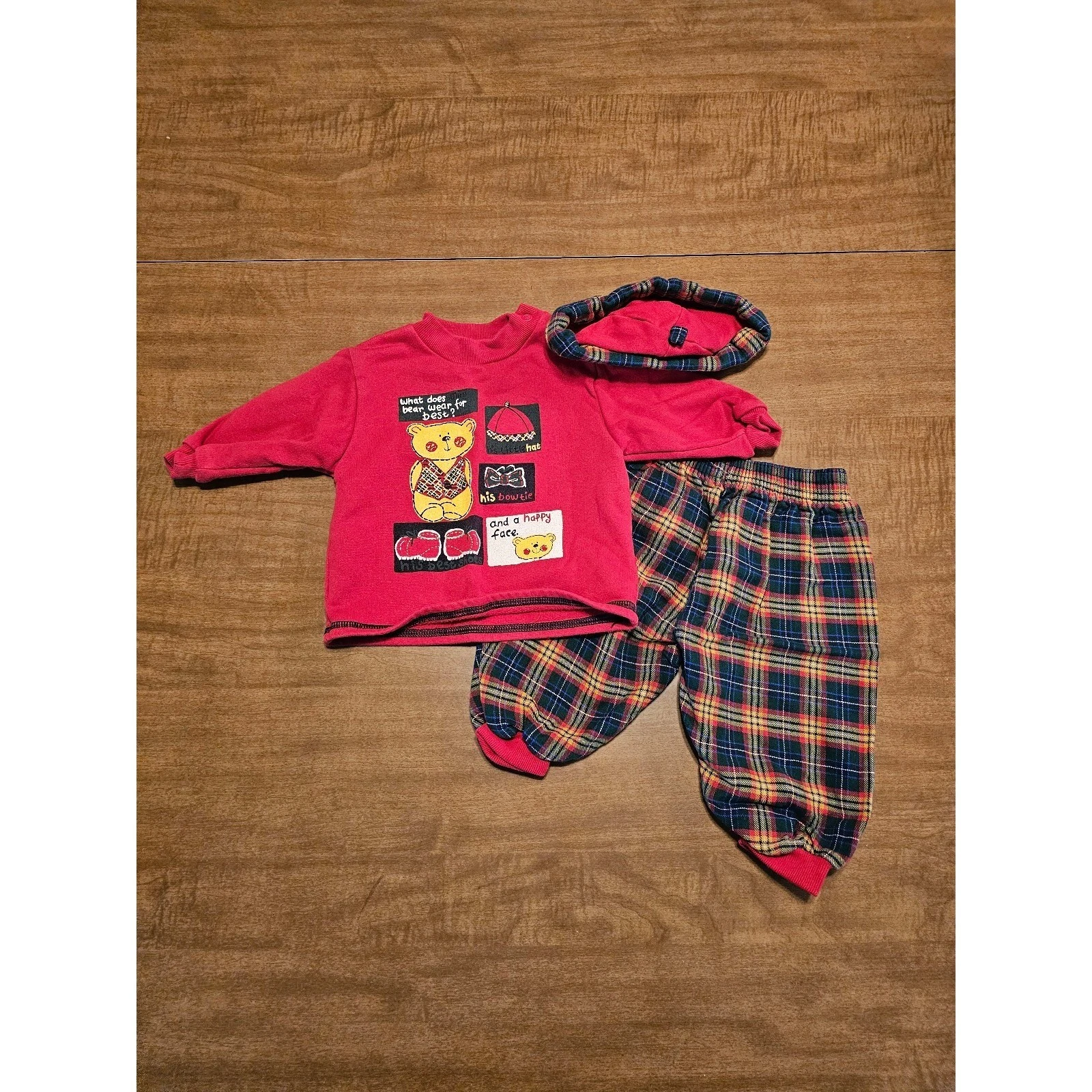 Mothercare Vtg 80s 3pc Set Plaid Teddy bear 3-6 Month boy Shirt Pants Hat E12
Opens in a new window