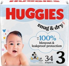 Huggies Size 3 Diapers, Snug  Dry Baby Diapers, Size 3 16-28 lbs , 34 Count