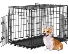 Dog Crate Kennel Pet Cage for Large Medium Dogs Travel Metal Double-Door Fold...