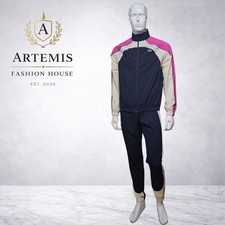 Lacoste Men's Regular Fit Beige  Blue Colorblock Taffeta Tracksuit Size Small