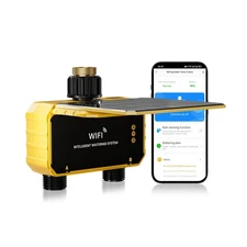 Smart WiFi Water Timer 2 Zone No Need Gateway, Solar WiFi Sprinkler Valve Tim...
