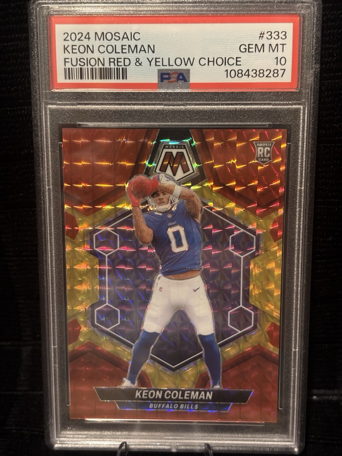 2024 Mosaic Keon Coleman Fusion Red & Yellow Choice #333 RC PSA 10 GEM MT * #/80