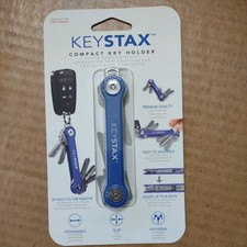 KeyStax - Aluminum Compact Key Holder and Keychain Organizer - Blue