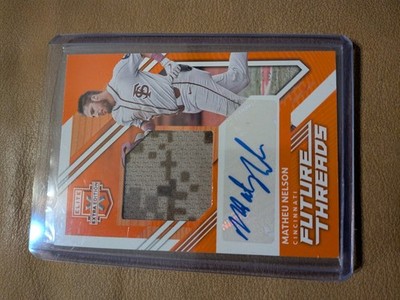 2021 Panini Elite Future Threads Signatures Matheu Nelson #FTS-MN Orange /149