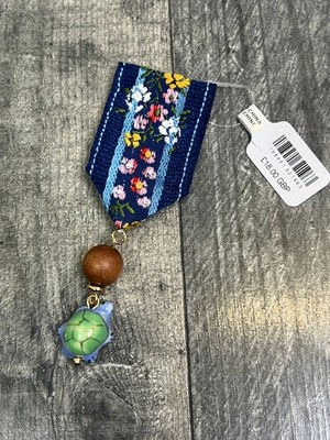 Free People Far Away Brooch Blue Tapestry Floral Turtle Gift Boho RRP £18