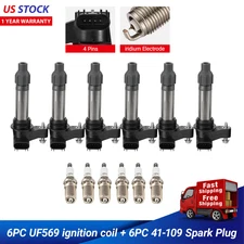 6Pc Ignition Coil & Spark Plug UF569 For Buick Enclave LaCrosse 3.6L V6