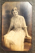 Antique Portrait Young Woman Edwardian Dress Large Mount Photo