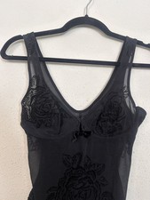 Vintage La Perla Malizia Velvet Rose Mesh Bodysuit 34 Made In Italy