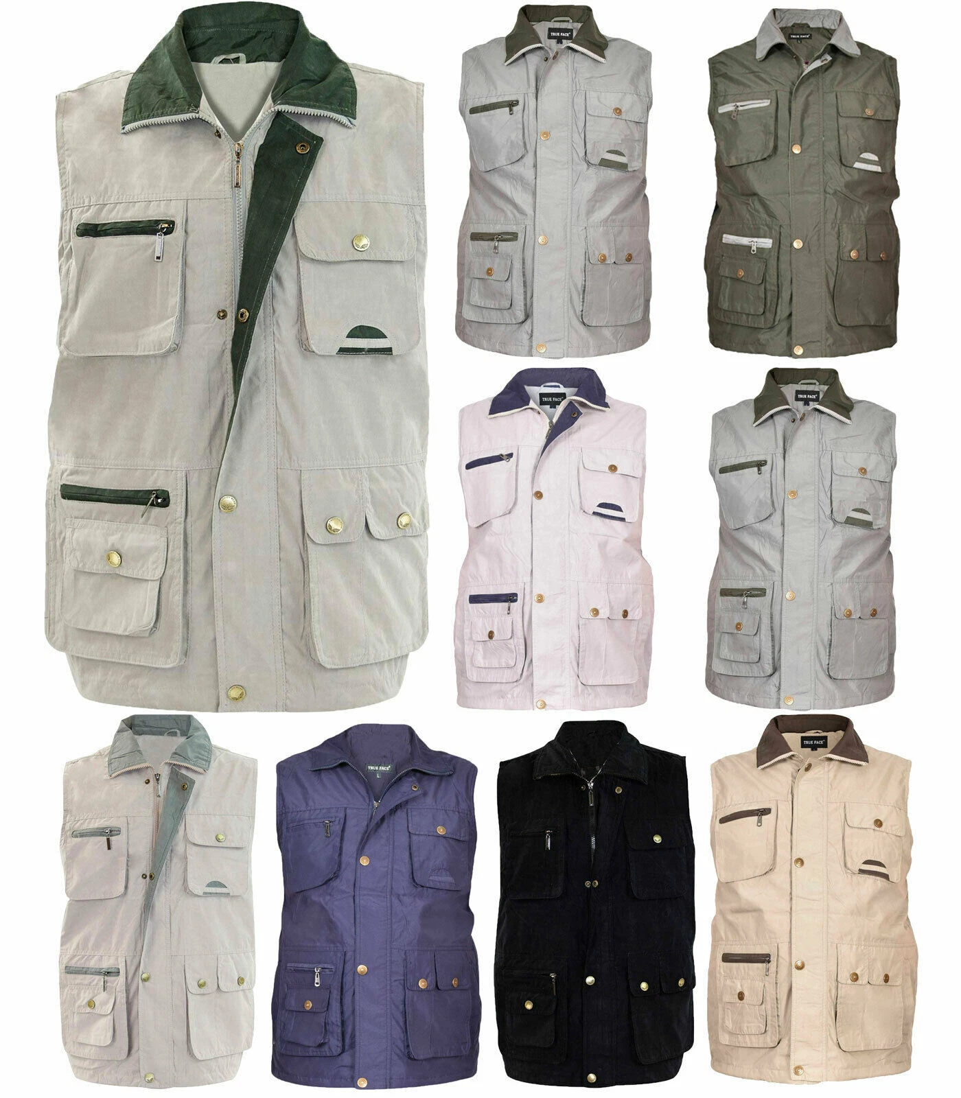 Mens Multi Pockets Utility Vest Fishing Travelling Waistcoat Hiking Gilet Coat