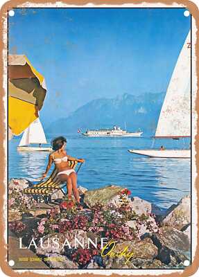 METAL SIGN - 1964 Lausanne-Ouchy Switzerland Vintage Ad