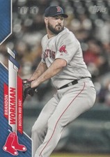 BRANDON WORKMAN 1/10 TOPPS MINI ON DEMAND ONLINE BLUE PARALLEL RED SOX #498 2020
