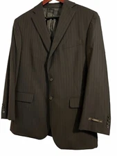 New Corbin Men’s 42R Super 120’s Wool Blazer Navy Blue Pinstriped Lightweight