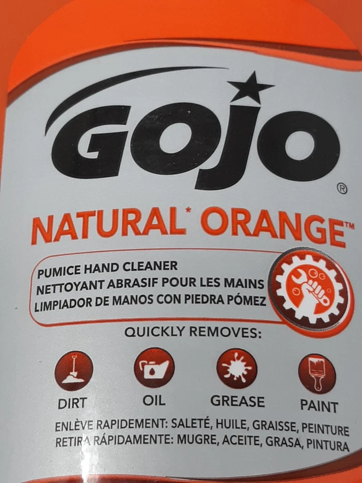 GOJO NATURAL ORANGE limpador de mãos pedra-pomes, 14 fl oz loção de ação rápida para as mãos - Imagem 2 de 4