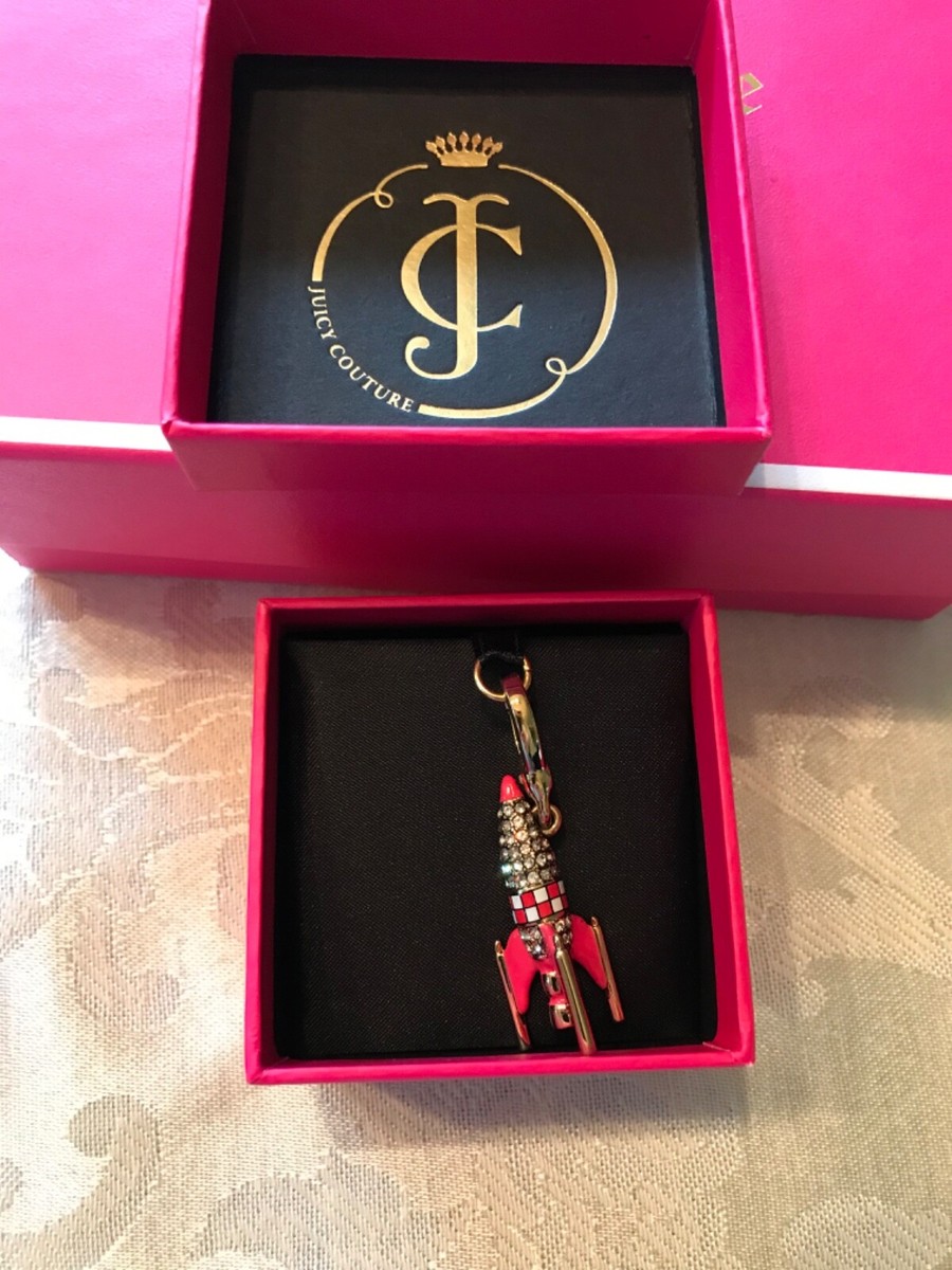 RARE Juicy Couture Swarovski crystal Pink enameled Rocket Ship