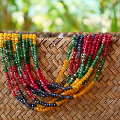 NELLYS  Jade Rondelle fac ca. 3x4mm Perlen Edelsteine multicolor bunt  Strang
