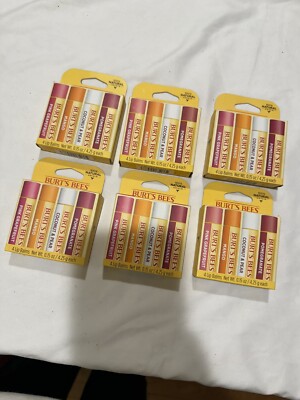 Burt's Bees Beeswax Lip Balm With Vitamin E & Peppermint **NEW** Lot of 6 (24)