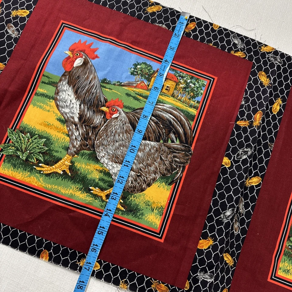 Almohadas con panel estampado de pollo y gallo Cranston acolchado artesanías casa de campo Foto 4 de 4