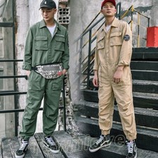 Mens Retro Pockets Casual Overall Loose Jumpsuit Romper Pants Trousers Dungarees