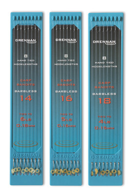 DRENNAN CARP BANDITS BARBLESS HAND TIED HOOKLENGTHS - 8 PER PACK