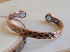 Pure Copper Magnetic Hammered Bracelet Heavy 36 gr Copper Arthritis Therapy Cuff