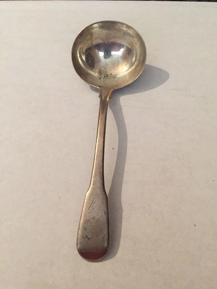 GOOD ANTIQUE SOLID SILVER, FIDDLE PATTERN SAUCE LADLE LONDON 1803
