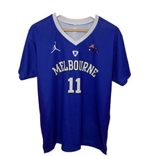 Air Jordan Melbourne basketball shirt mens large blue  11 Nelson training tee