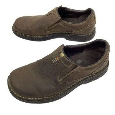 MERRELL World Legend Nubuck Leather Slip On Shoes Brown Men's 7.5