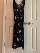 Dress Forum Women's Black Floral Maxi Wrap Dress Sleeveless Size S