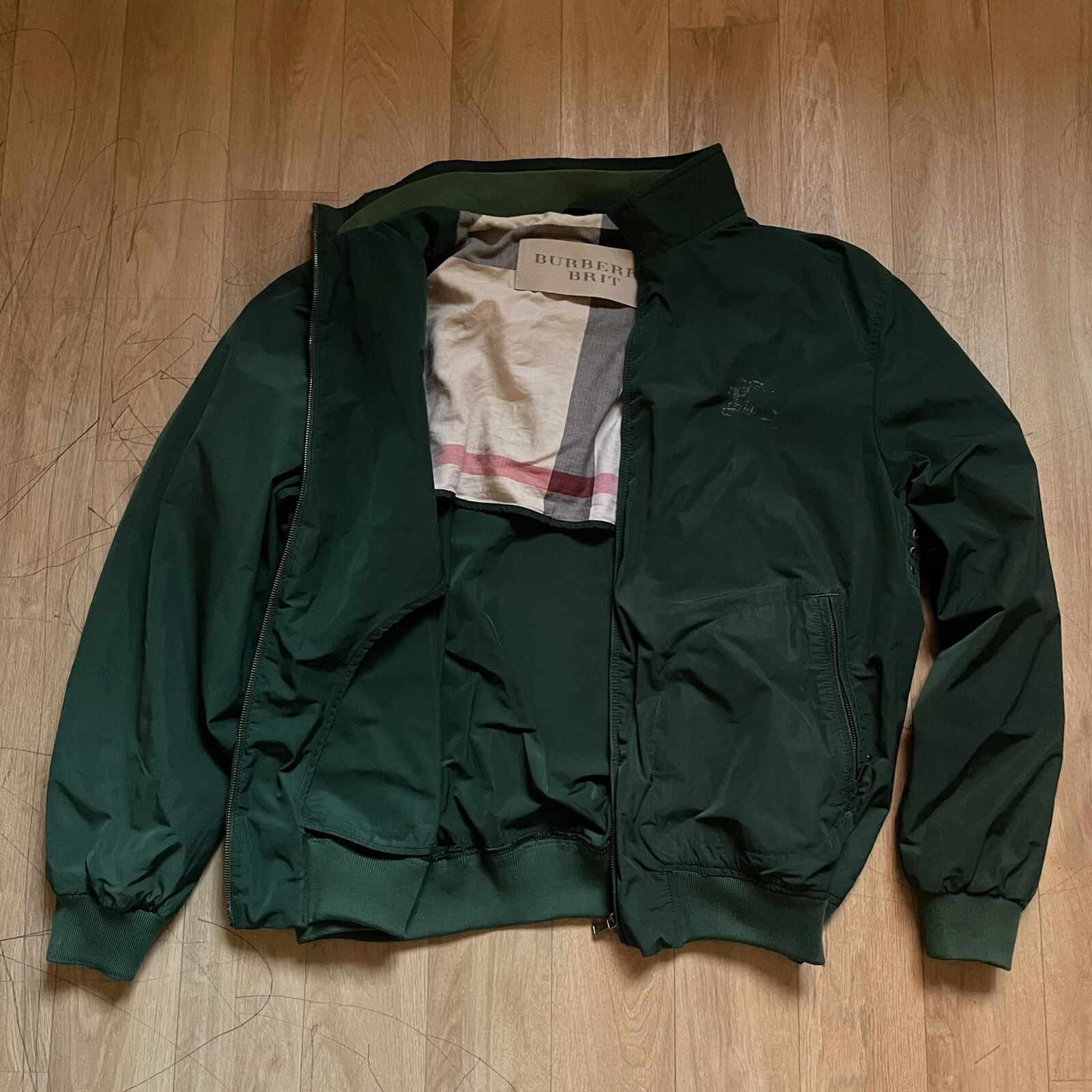 Burberry BRIT bomber giacca nova check inverno leggero uomo verde taglia XL