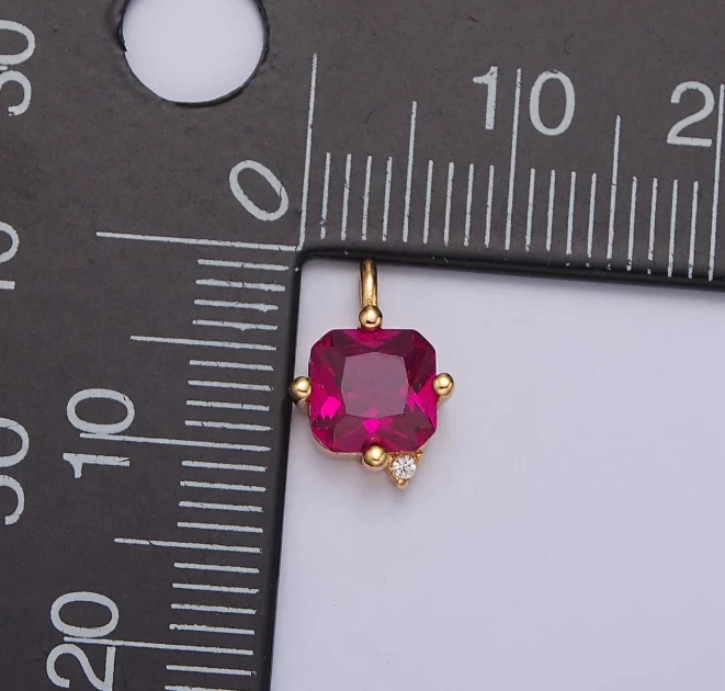 Rhodolite Gemstone Pendant 10K Solid Gold Pendant Cushion Pendant - Image 2 of 4