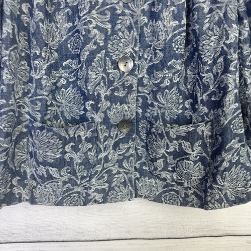J JILL Floral Blazer Button Up Blouse Women’s Sz Small Petite Embroidered Shaket - 第 4/8 張圖片