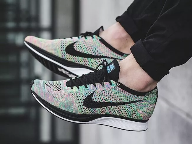 MENS WOMENS 11.5 NIKE FLYKNIT SHOES GREEN STRIKE MULTICOLOR 526628 304 | eBay