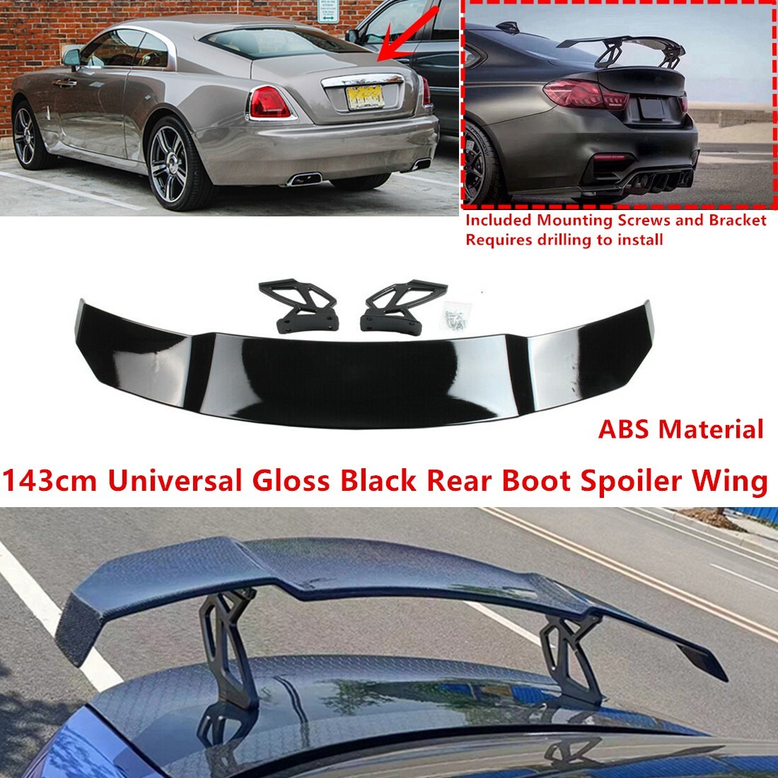 For 2014-2021 Rolls-Royce Wraith GT-Style Trunk Spoiler Wing 56'' Universal