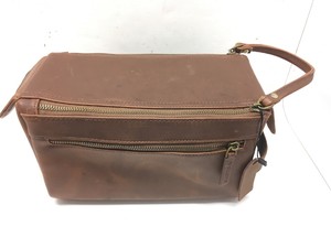 komalc genuine buffalo leather unisex toiletry bag travel dopp kit