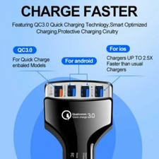 3 Count 4 USB Port Fast QC 3.0 Car Charger fo...