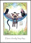 Original Large Devon Rex Cat & Kitten Painting Birthday Card By Suzanne Le Good