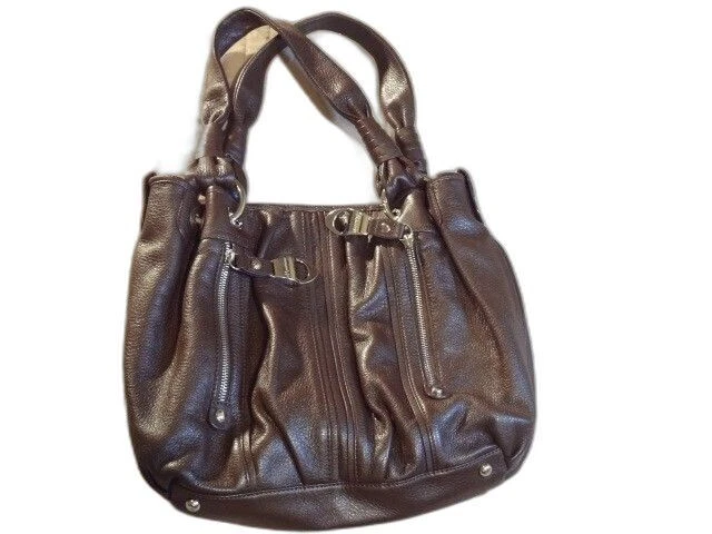 B Makowsky Brown Plum Color, Leather Shoulder Handbag Purse Slouch - Image 2 of 4