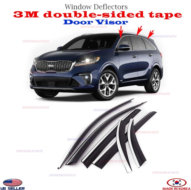 DOOR VISORS Chrome strip Smoke WINDOW VENT DEFLECTOR fits KIA SORENTO