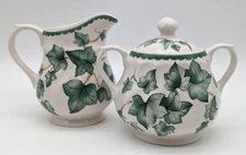 Vintage Tableworks Green Ivy Leaf Country Vine #062 Sugar & Creamer Set England