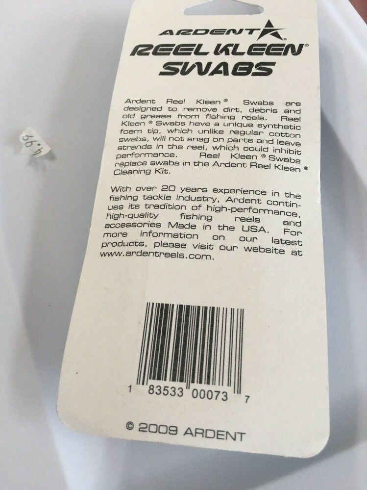 Ardent Fishing Reel Kleen Swabs With Synthetic Foam Cleaning Tips