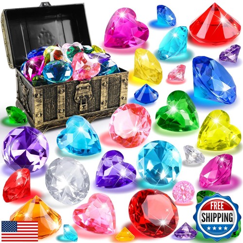 32 Piece Colorful Dive Gem Pool Toys - Sinking Treasure Swimming Pool Games For Kids