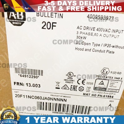 New 20F11NC060JA0NNNNN Allen-Bradley PowerFlex Air Cooled 753 AC Drive