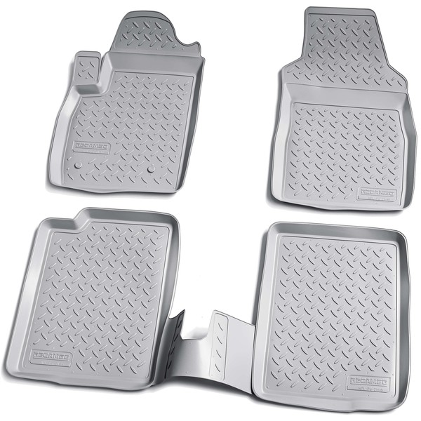 3D Gummi Fussmatten Passend FüR Fiat Panda | 169 | Bj 2003-2012 | Grau Mit Rand-image
