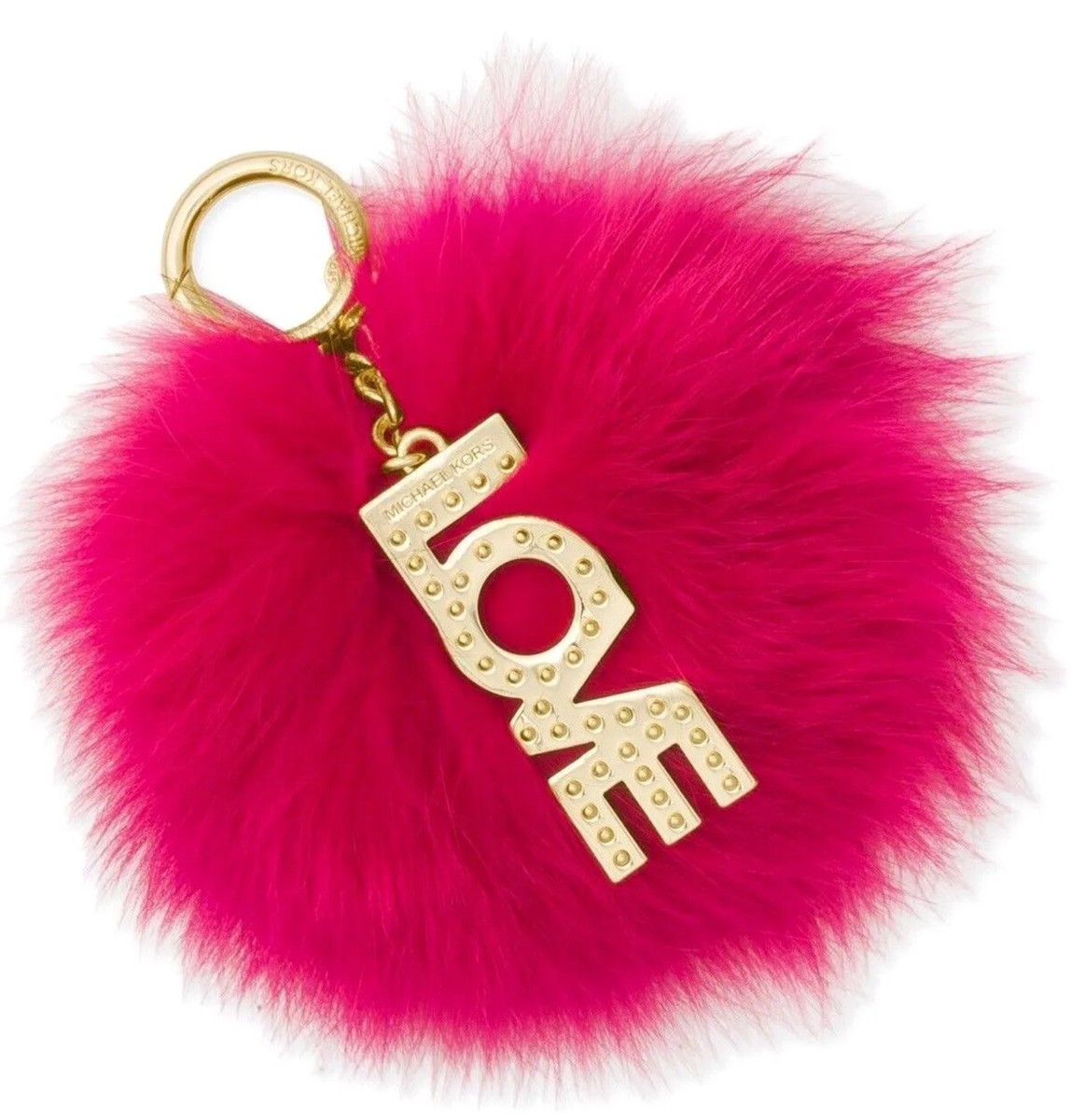 Michael Kors Large Fur Pom Pom LOVE Ultra Pink Gold Bag  Michael Kors tote with Pom key chain main image 0