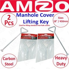 Pair of 18" Manhole Cover Lifting Keys Heavy Duty Steel Drain Lid Lifter Tool