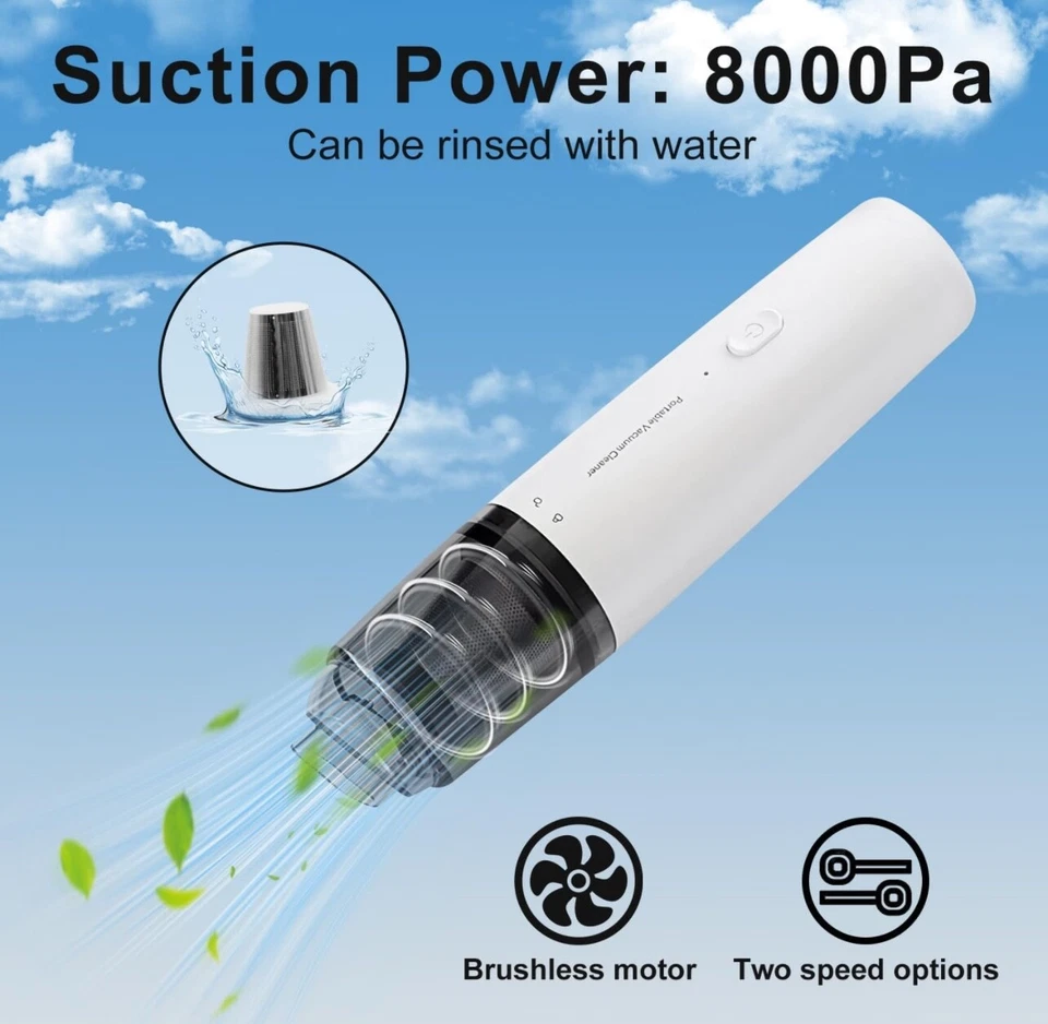 Powerful Car Vacuum Cleaner Wet/Dry Cordless Strong Suction Handheld Cleaning UK - Image 3 of 4