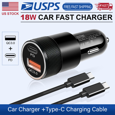 18W Super Fast Car Charger Adapter & Cable For Samsung S24 S23 S21 S20 A54 A14
