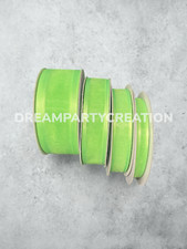 APPLE GREEN Organza SATIN EDGE Sheer Ribbon 100 nylon Choose Size  Yardage